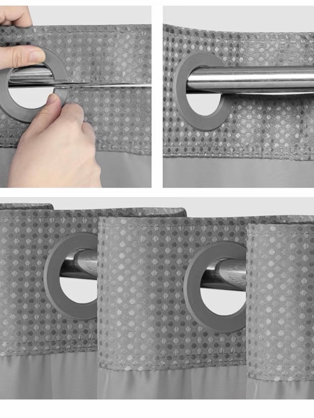 Gray Grommet Shower Curtain Panel - No hooks shower curtain